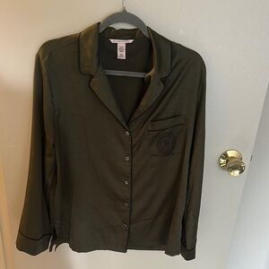 Victoria's Secret Olive Green Satin Shirt